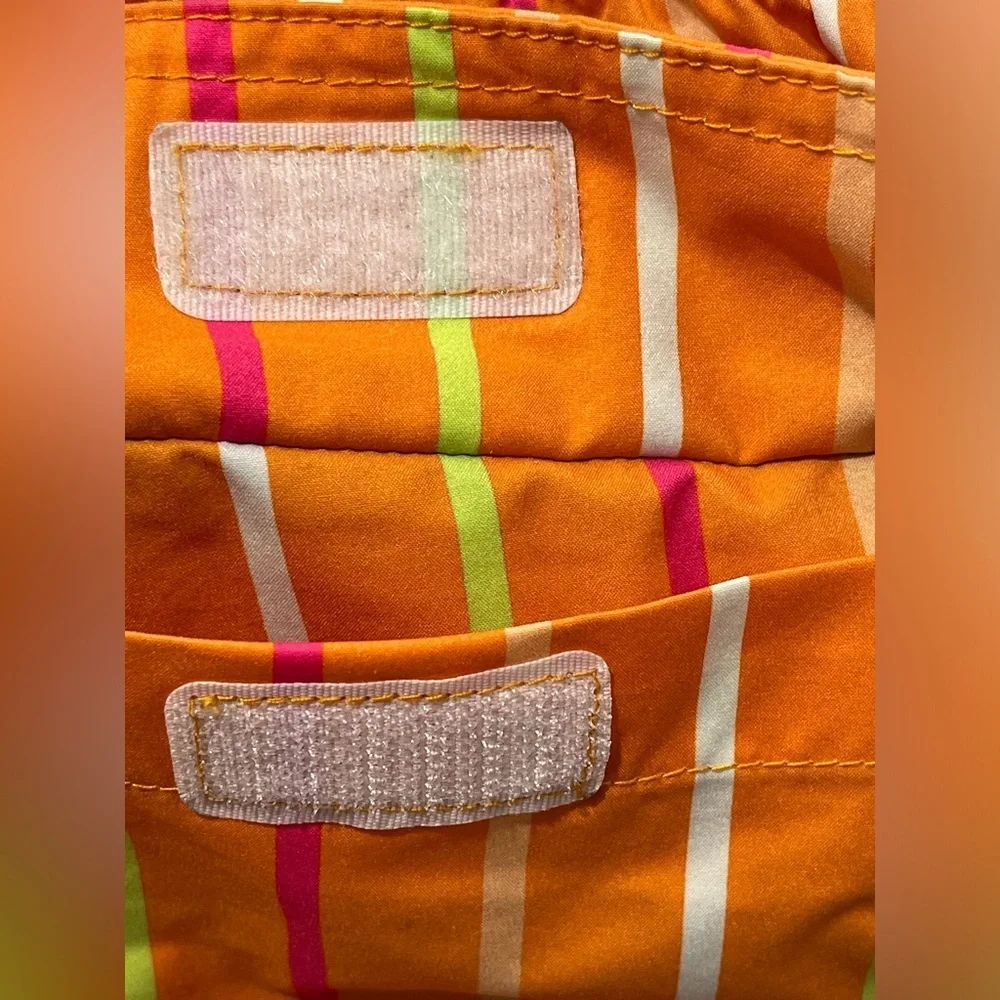 Psycho Bunny Men's Orange Clown Fish Striped Patterned Swim Trunks Size Small